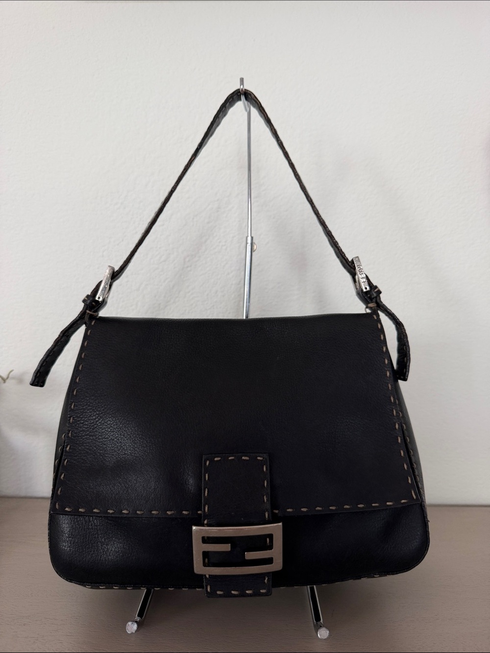 Fendi Black Leather Mama Baguette